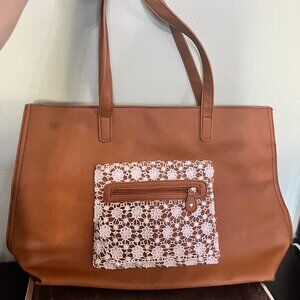 Tote Bag with Lace Pocket